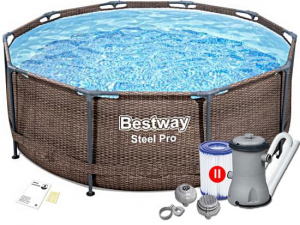 Каркасный бассейн Bestway 5617R Steel Pro 305х100 см "Ротанг", фильтр-насос